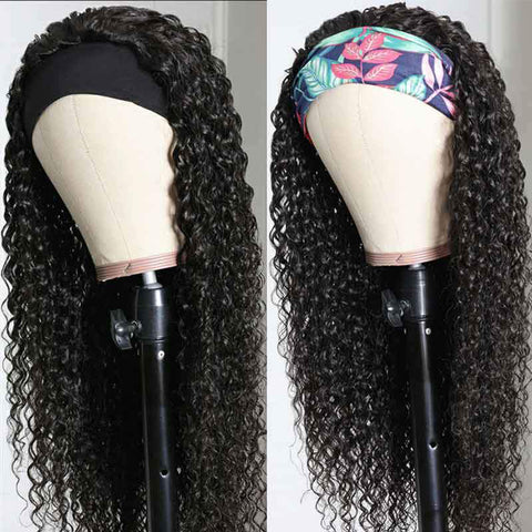 Kytago High Quality Headband Wigs Curly Human Hair Wigs Virgin Hair Natural Black