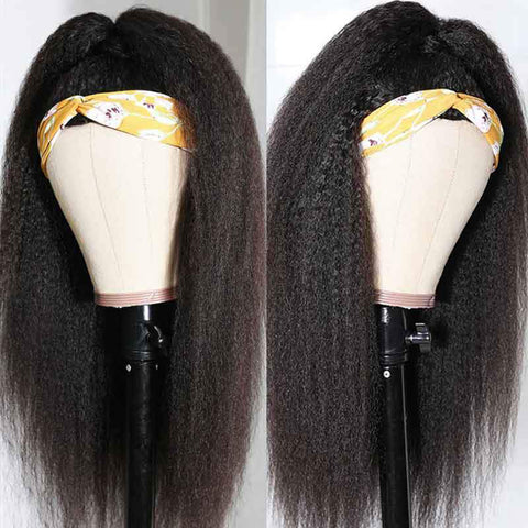 Kytago 100% Human Hair Headband Wig Kinky Straight Hair Wigs Half Wig