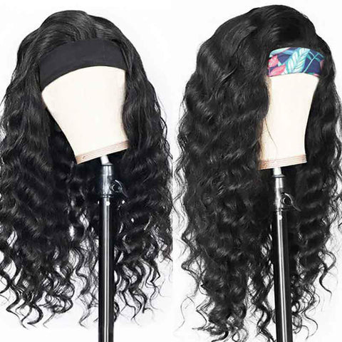Kytago Loose Deep Wave Headband Human Hair Wigs For Black Women