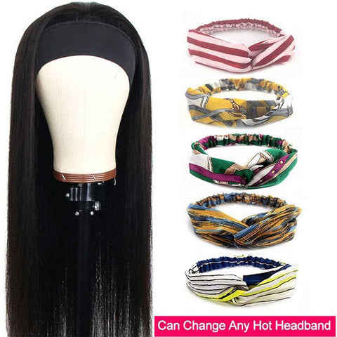 Kytago Best Long Straight Hair Headband Wigs Human Hair Glueless Wigs Natural Black