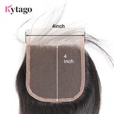 Kytago Three Part Middle Part And Free Part Lace Closure 4*4 Straight 100% Virgin Human Hair