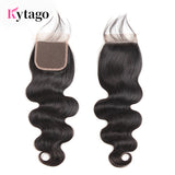 Kytago Three Part Middle Part And Free Part Virgin Human Hair Lace Closure Body Wave 4*4