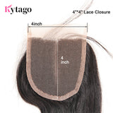 Kytago Three Part Middle Part And Free Part Virgin Human Hair Lace Closure Body Wave 4*4