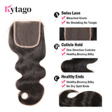 Kytago Three Part Middle Part And Free Part Virgin Human Hair Lace Closure Body Wave 4*4