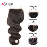 Kytago Three Part Middle Part And Free Part Virgin Human Hair Lace Closure Body Wave 4*4