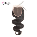 Kytago Three Part Middle Part And Free Part Virgin Human Hair Lace Closure Body Wave 4*4
