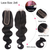 Kytago Body Wave Hair Lace Closure 2*6 Inch Middle Part Human Hair Closure