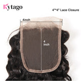 Kytago Deep Wave Virgin Hair Lace Closure 4*4 Free Part Middle Part Three Part 8in-20in Closure Free Shipping