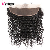 Kytago Deep Wave Virgin Hair Lace Frontal Closure 13*4 Ear To Ear