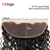 Kytago Deep Wave Virgin Hair Lace Frontal Closure 13*4 Ear To Ear