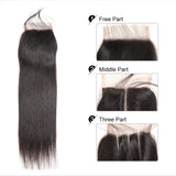 Kytago Three Part Middle Part And Free Part Lace Closure 4*4 Straight 100% Virgin Human Hair